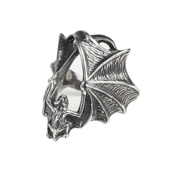 Alchemy Gothic Ring Outstretched Hugging Bat Sizes 7-12 NWT - Picture 5 of 9